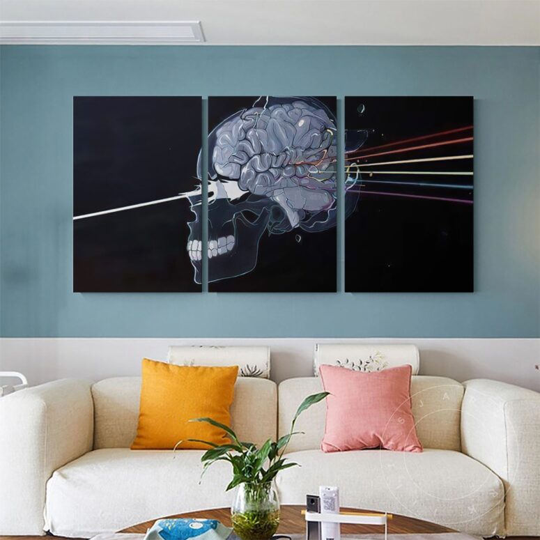 Skulll Dark Side Of The Moon Pink Floyd Canvas