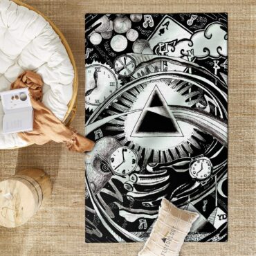 DSOTM Time Division Bell Sketch Artwork Pink Floyd Rug