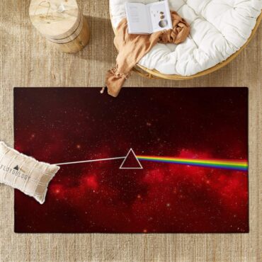 Dark Side Of The Moon Art Red Pink Floyd Rug