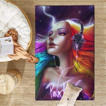 Gorgeous Girl Listen to Pink Floyd Art Rug