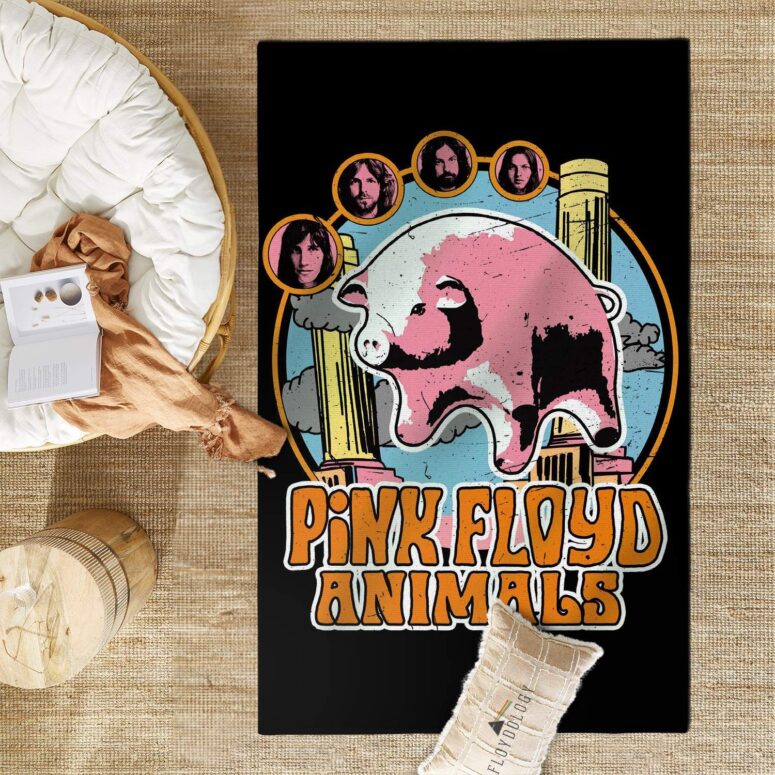 Pink Floyd Animals Pig Can Fly Album Cover Drawing Art Rug