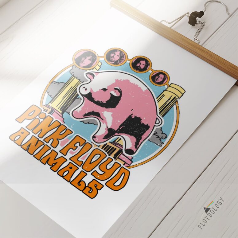 Pink Floyd Animals Pig Can Fly Album Cover Drawing Art Poster