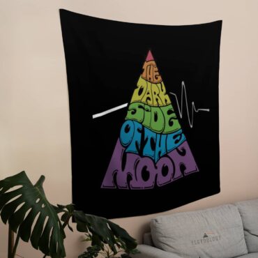 Pink Floyd Dark Side Pyramid Typography Tapestry