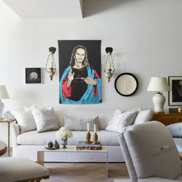David Gilmour Jesus DSOTM Guitar Ilustration Pink Floyd Tapestry