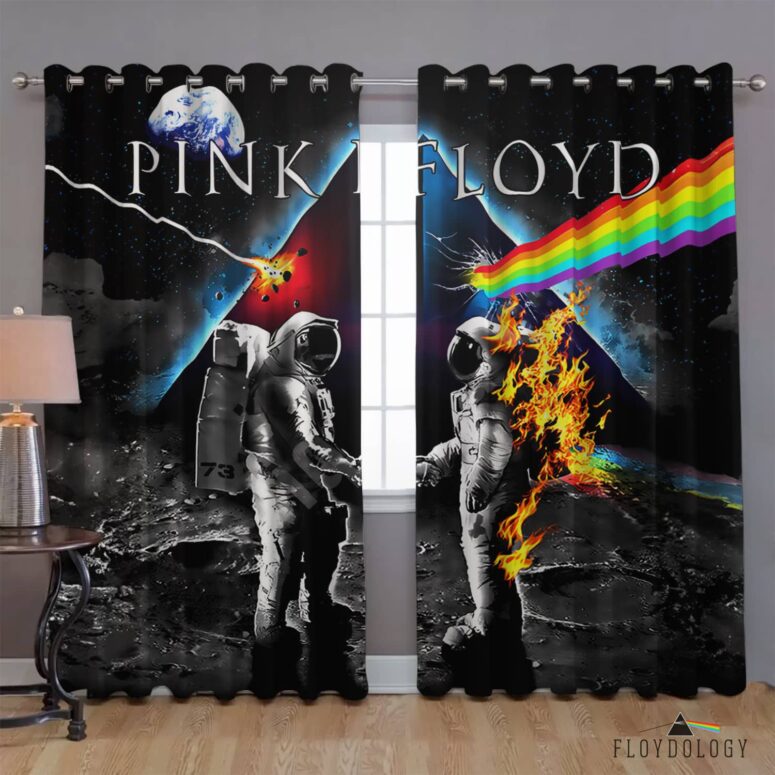 Wish You Were Here DSOTM Astronaut Handshake - Pink Floyd Window Curtains