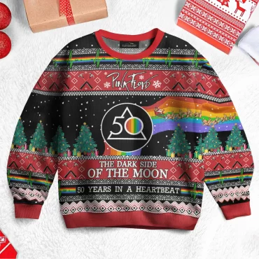 Dark Side Of The Moon 50 Years in A Heart Beat - Pink Floyd Ugly Christmas Sweater