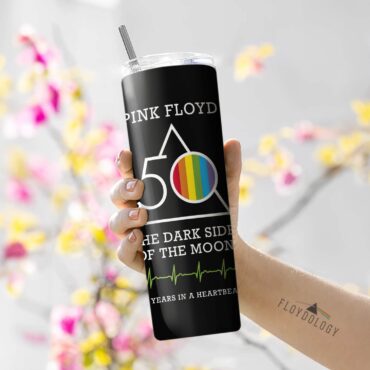 The Dark Side Of The Moon 50 Years In A Heartbeat Skinny Stainless Steel Pink Floyd Tumbler