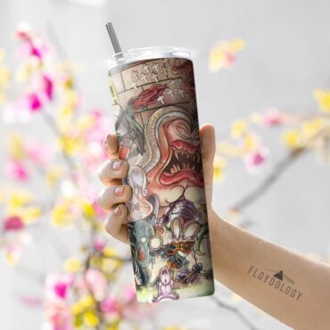 The Wall Hammer Teacher Illustration Art Skinny Stainless Steel Pink Floyd Tumbler