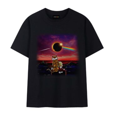Calvin and Hobbes Gazing at the Moon Solar Eclipse 2024 Shirt