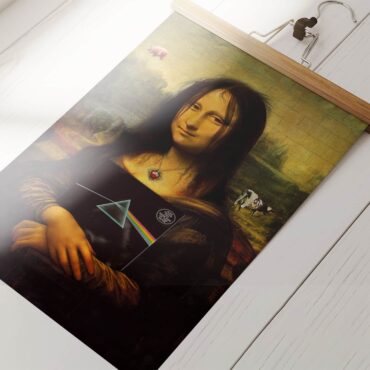 Pink Floyd TDSOTM Vinyl Disk Animals Atom Heart Mother Monalisa Parody Poster
