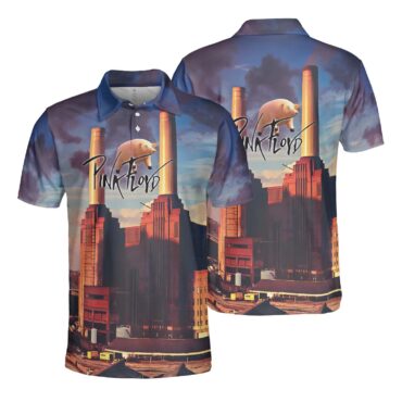 Pink Floyd Animals Pig Fly Polo Shirt