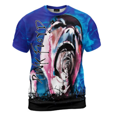 Pink Floyd Screaming Face The Wall Painting Light Blue Shirt
