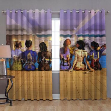 Pink Floyd Back Art Catalog Watercolor Painting Window Curtains