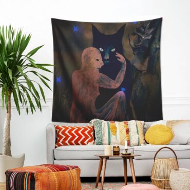 David GIlmour Dark and Velvet Nights Black Cat Tapestry