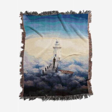 Endless River Lighthouse Woven Blanket