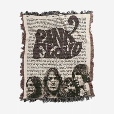 PINK FLOYD Art Print on 1850 Antique Book Page Woven Blanket
