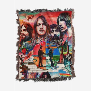 The Wall WYWH Animals Division Bell Atom Heart Mother Collage Art Woven Blanket