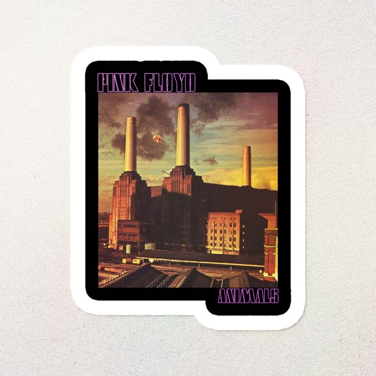 Animals Album Cover Flying Pig Battersea Power Station Pink Floyd Kiss Cut Sticker