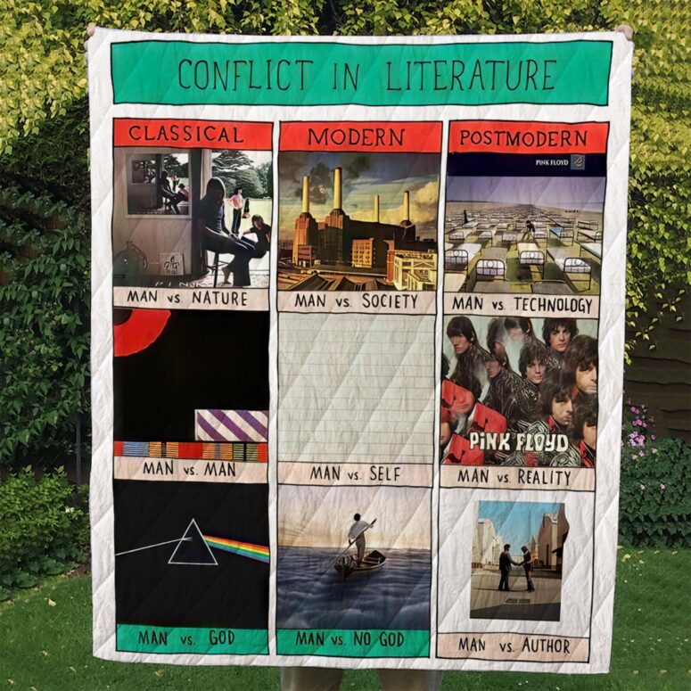 Conflict In Literature Pink Floyd Album Art Quilt Blanket