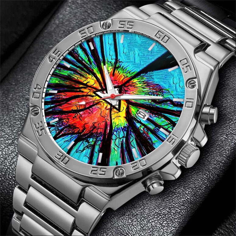 Dark Side Of The Moon Psychedelic Gentleman Powermatic Silver Watch