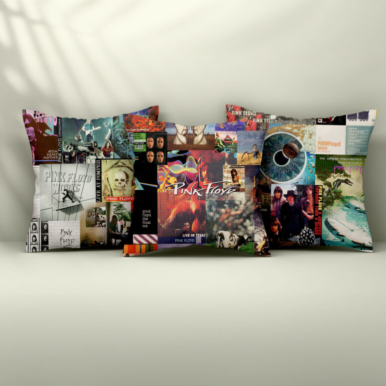 Pink Floyd Album Collage Set 3 Cushion Pillow