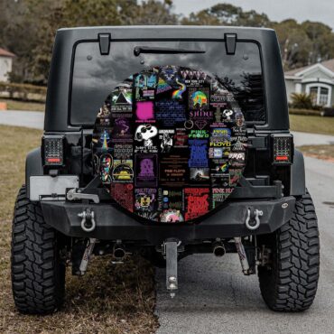 Pink Floyd Collage Digital Art Spare Tire Cover