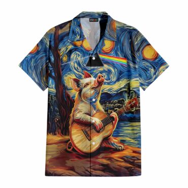 Starry Night Dark Side Of The Moon Van Gogh Pig Animals Hawaiian Shirt