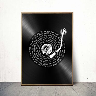 Wish You Were Here Lyric Vinyl Record Retro Pink Floyd Poster