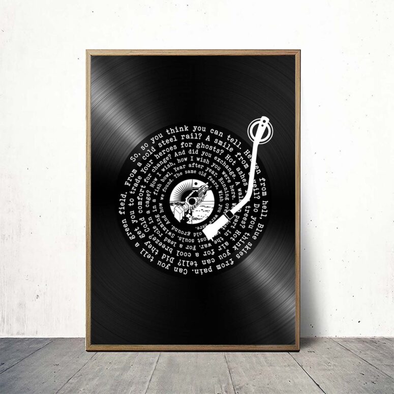 Wish You Were Here Lyric Vinyl Record Retro Pink Floyd Poster