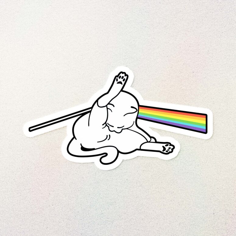 Dark Side Of Cat Butt Pink Floyd Kiss Cut Sticker