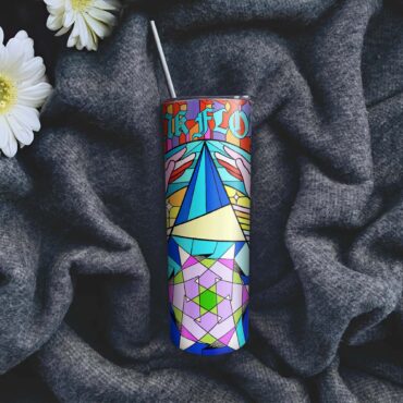 Pink Floyd DSOTM Band Stained Glass Colorful Skinny Stainless Steel Tumbler