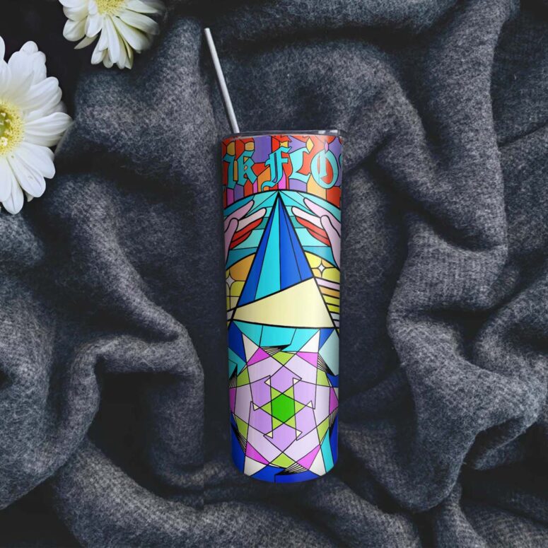 Pink Floyd DSOTM Band Stained Glass Colorful Skinny Stainless Steel Tumbler