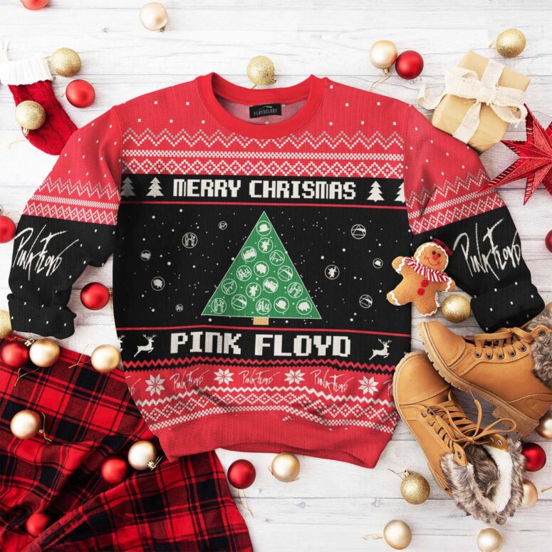 Pink Floyd Merry Christmas Symbols Band Logo Tree Ugly Christmas Sweater