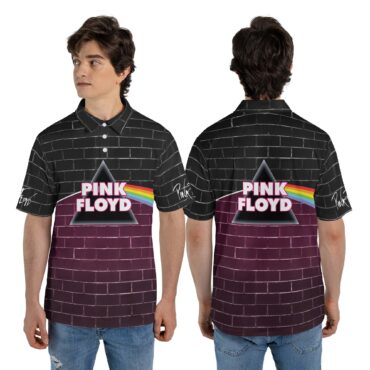 The Wall Dark Side Of The Moon Pink Floyd Purple Black Polo Shirt