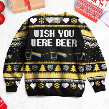 Wish You Were Beer Vintage Pink Floyd Christmas Ugly Sweater